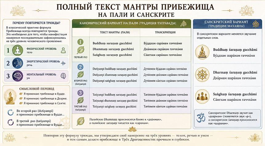 текст мантры прибежища